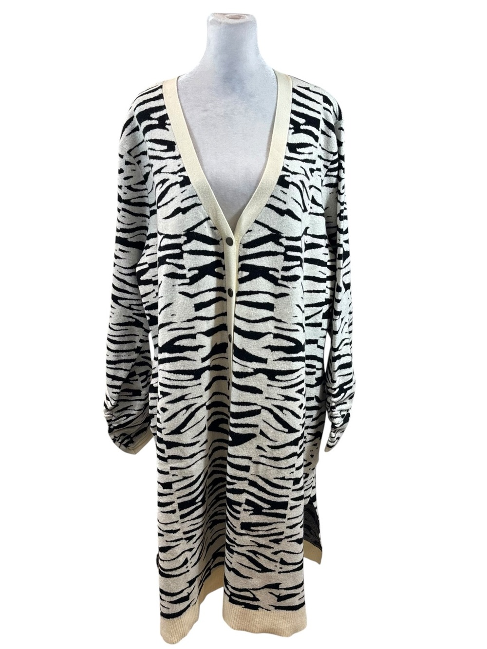 Brand New with Tags Belldini Black Label Zebra Print Long Cardigan Size 3X